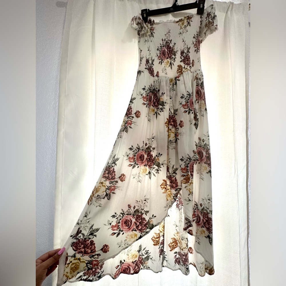 Off the shoulder hi-low dress